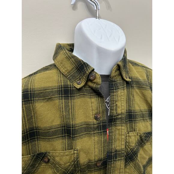 Duluth Trading 40 Grit Heavyweight Work Shirt Green Black Plaid Men's Medium - Picture 4 of 5